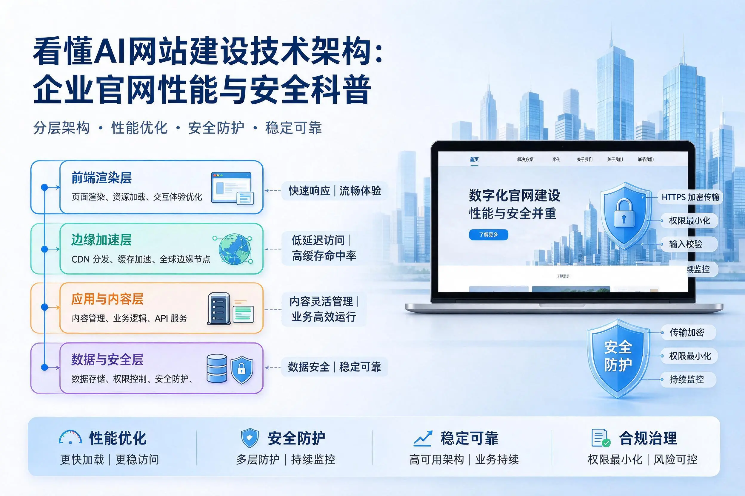 看懂AI网站建设技术架构:西宁企业官网性能与安全科普