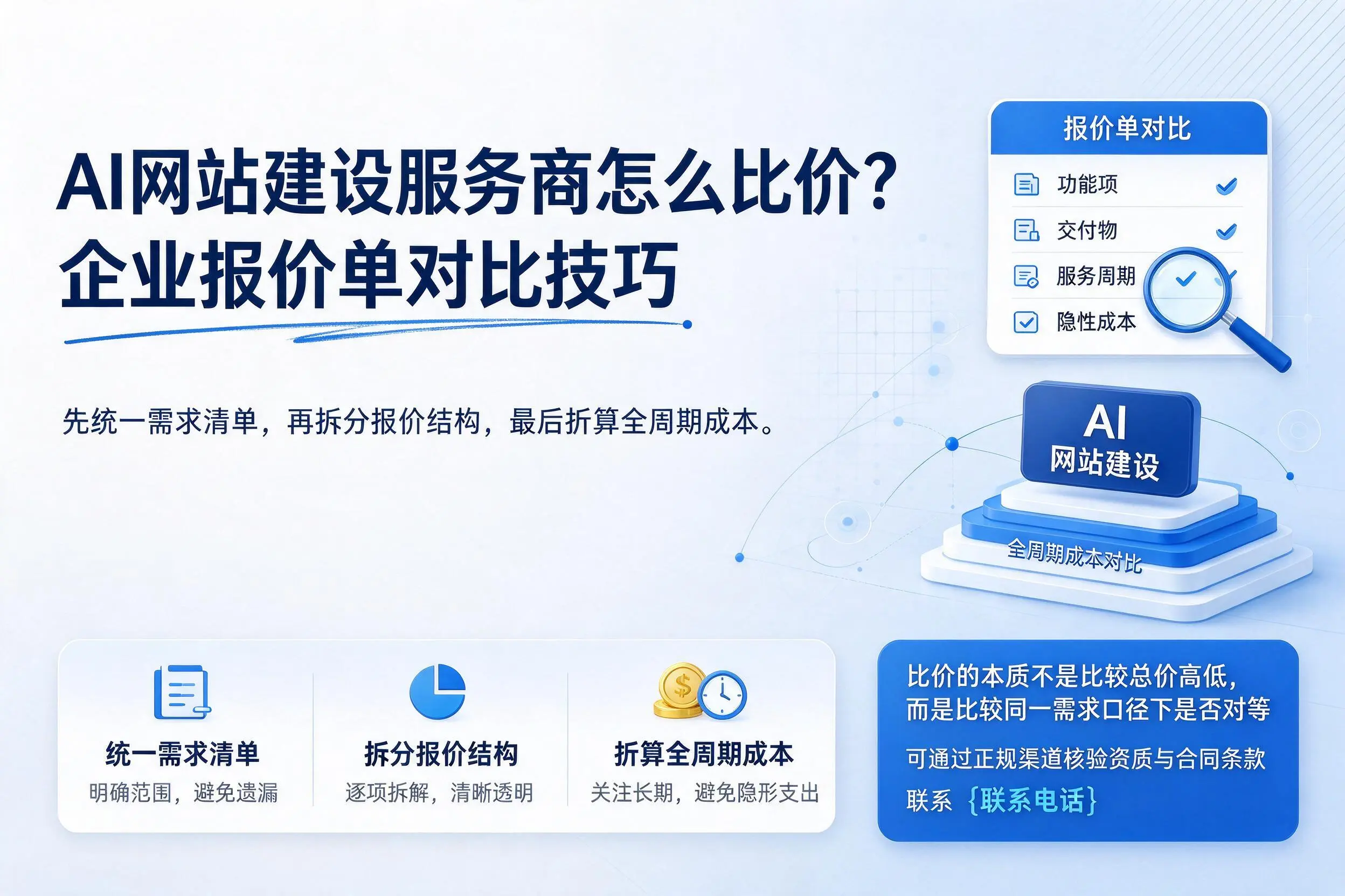 AI网站建设服务商怎么比价?西宁企业报价单对比技巧